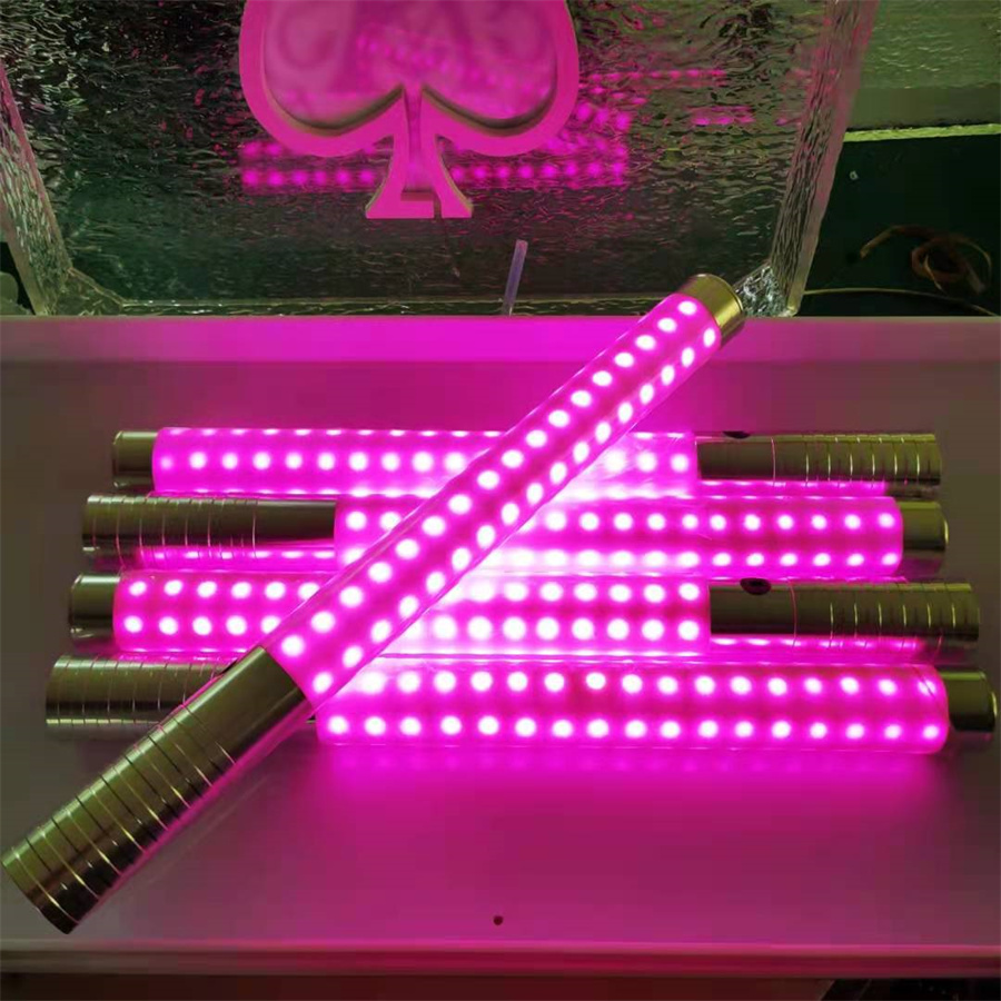 핑크 컬러 LED 스트로브 배턴 샴페인 병 깜박이 스틱 라이트 병 플래시 배턴 KTV 바 클럽, 생일 결혼식 파티